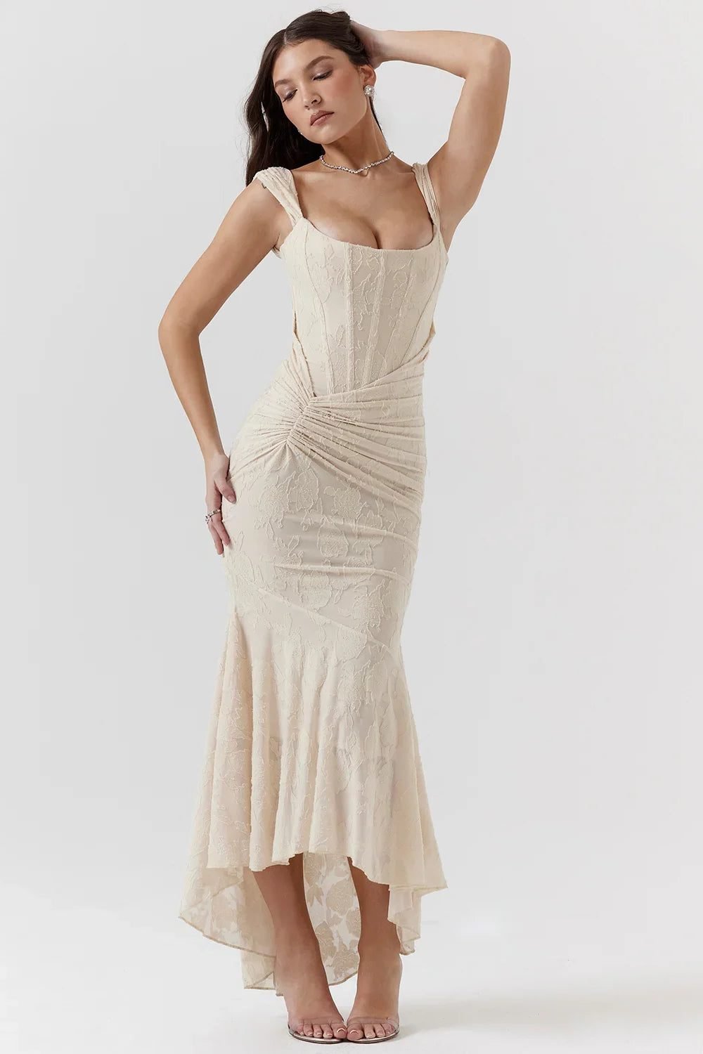 Women's Floral Bodycon Square Neck Dress