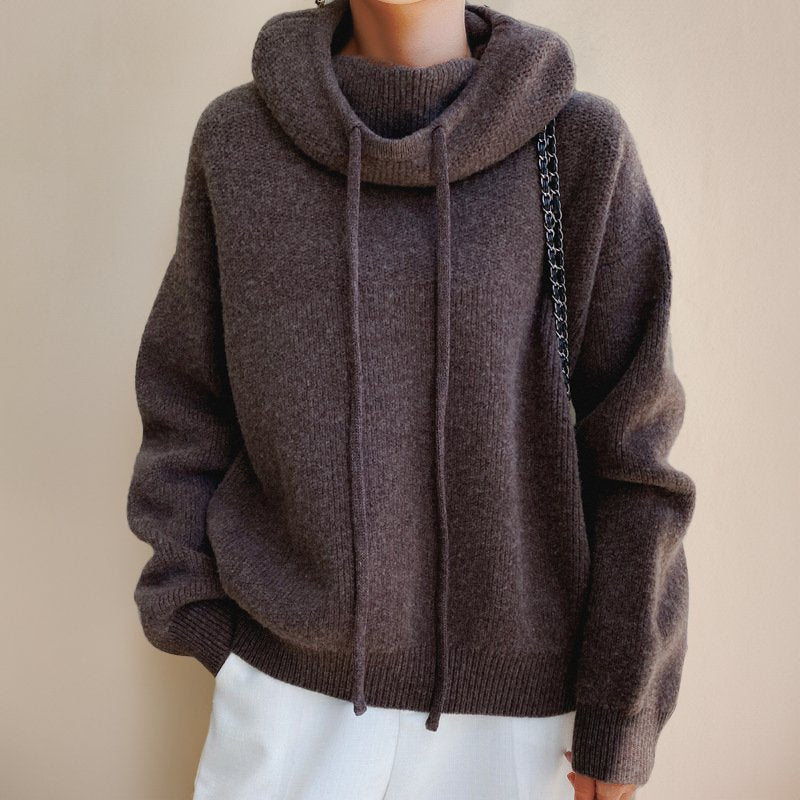 Women's Oversized Wool Hooded Jumper - Grey