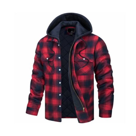 Men's Plaid Flannel Hooded Jacket