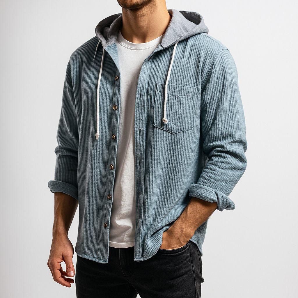 Men's Hooded Knit Shirt Jacket