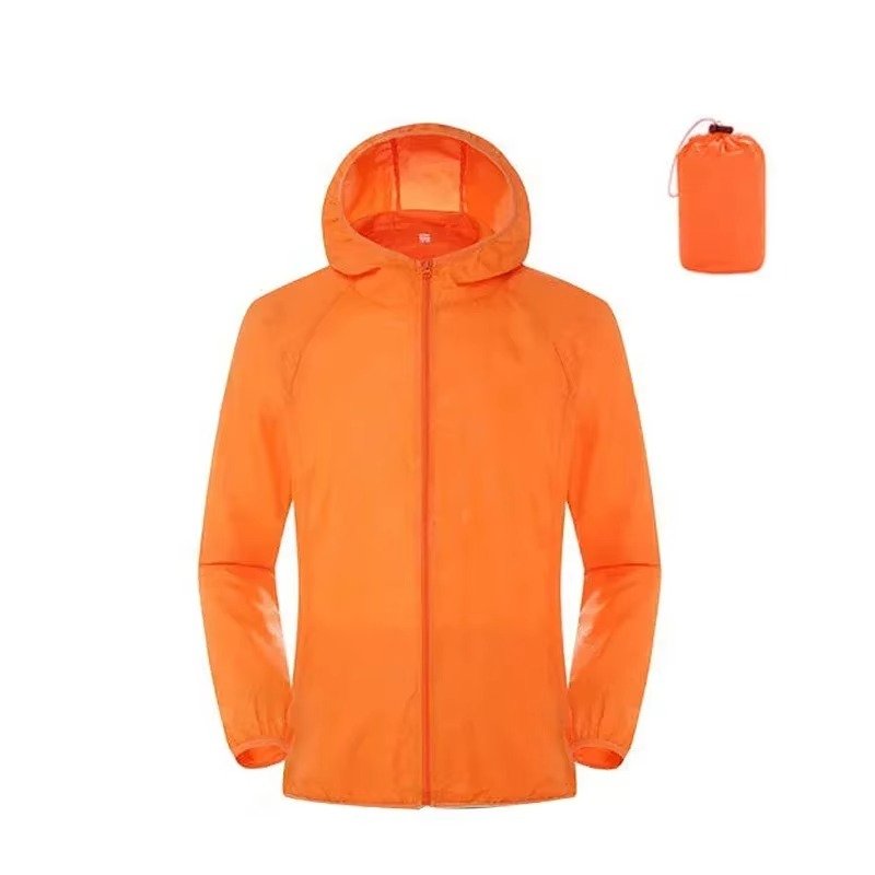 Men's Packable Hooded Windbreaker - Orange