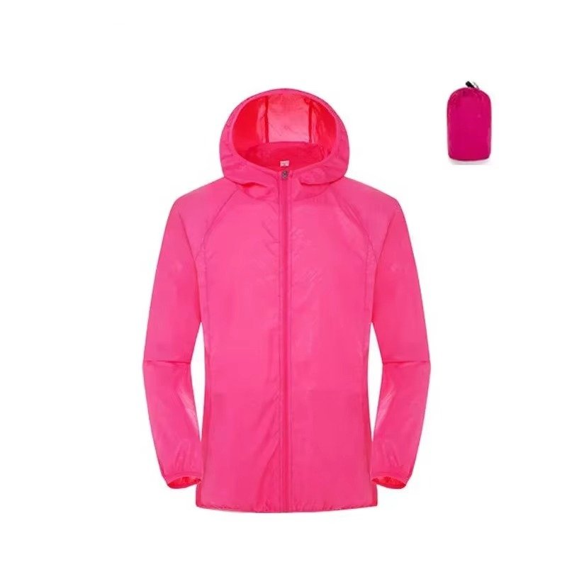 Men's Packable Hooded Windbreaker - Rose red