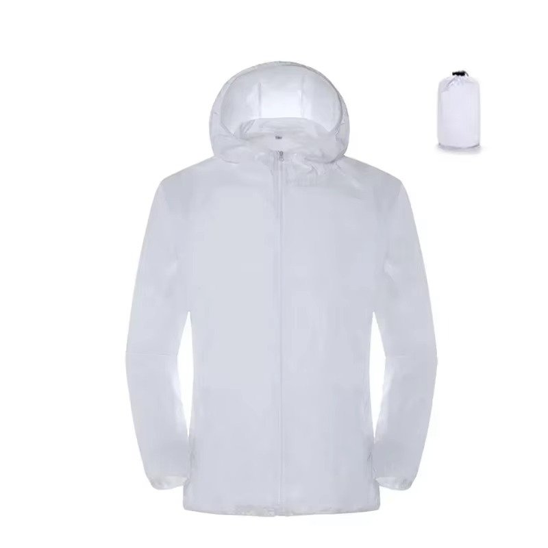 Men's Packable Hooded Windbreaker - White