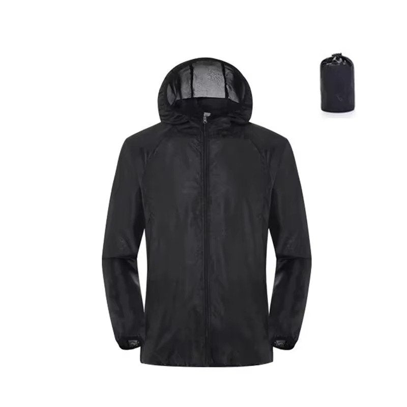 Men's Packable Hooded Windbreaker - Black