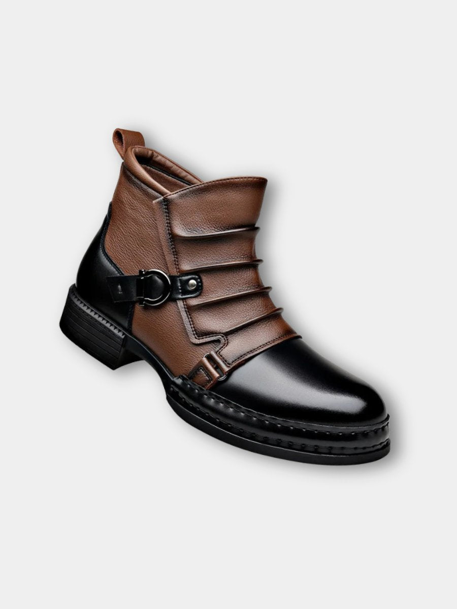 Men's Two-Tone Leather Ankle Boots