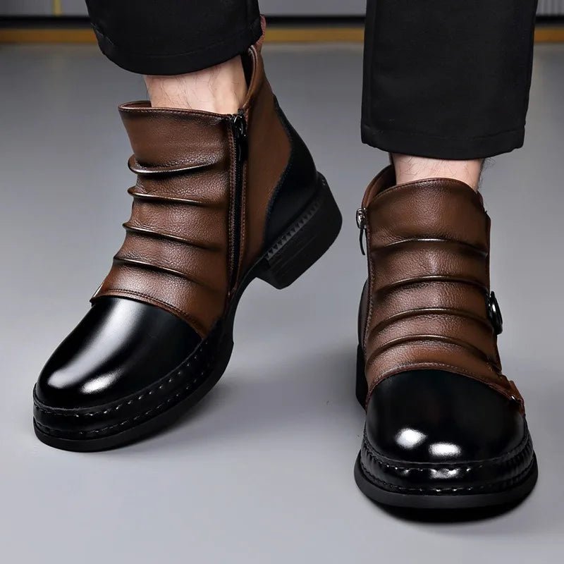 Men's Two-Tone Leather Ankle Boots