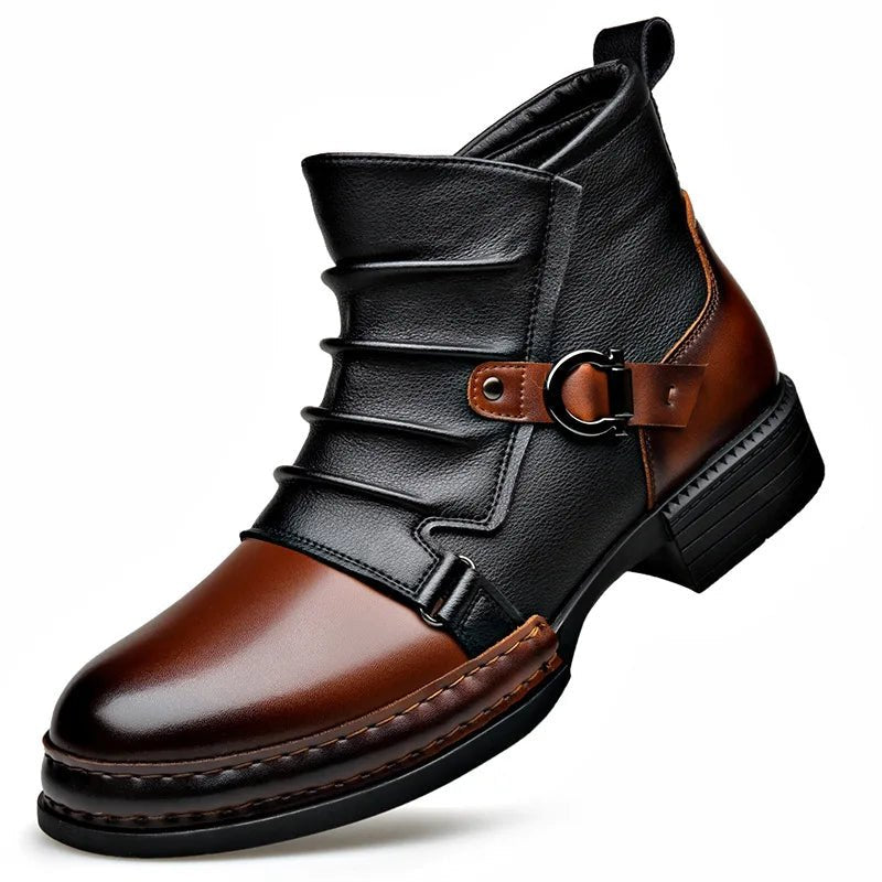 Men's Two-Tone Leather Ankle Boots