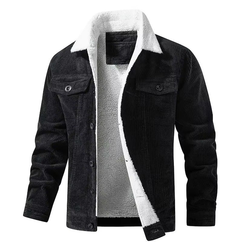 Men's Corduroy Trucker Jacket - Black White
