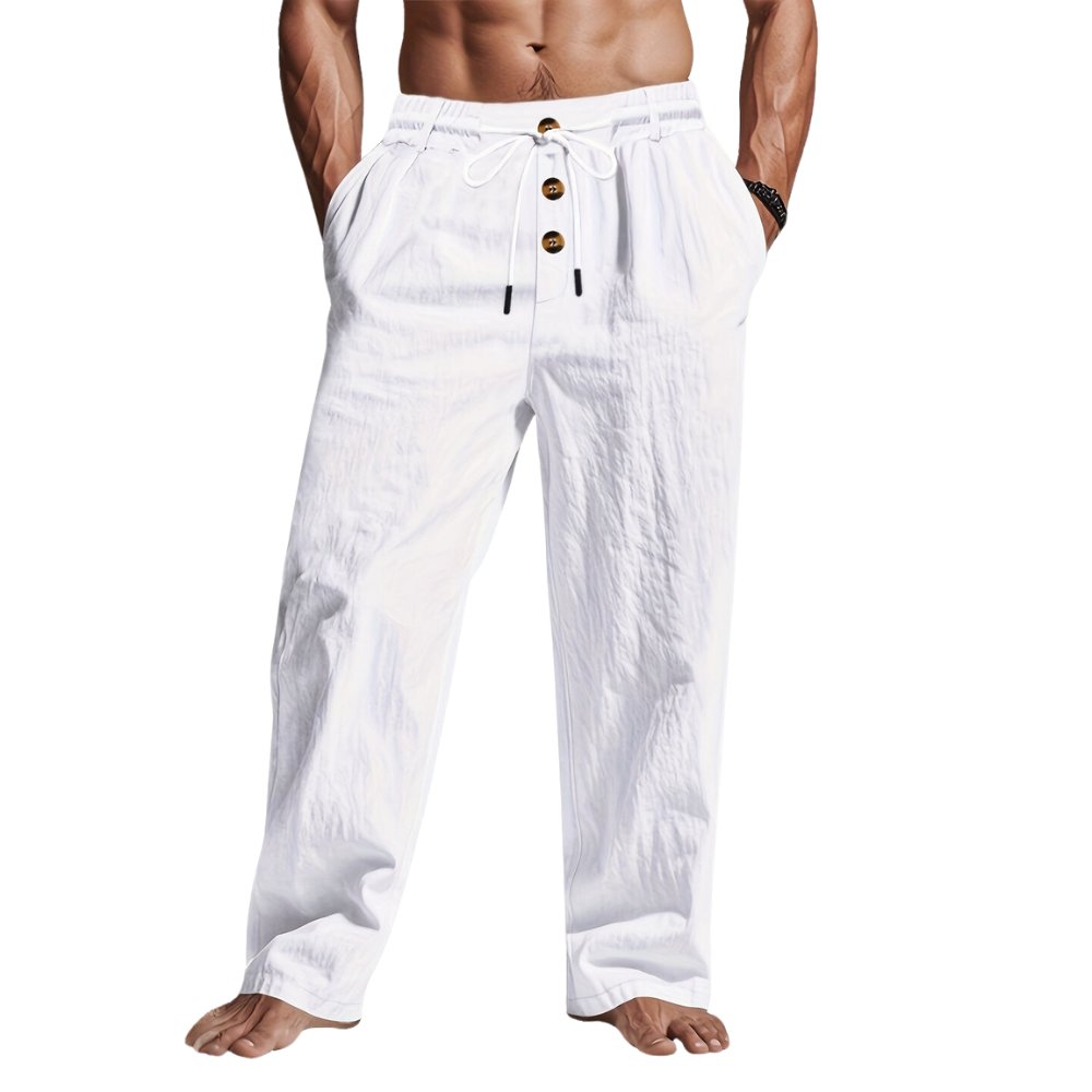 Men's Wide-Leg Drawstring Trousers - White