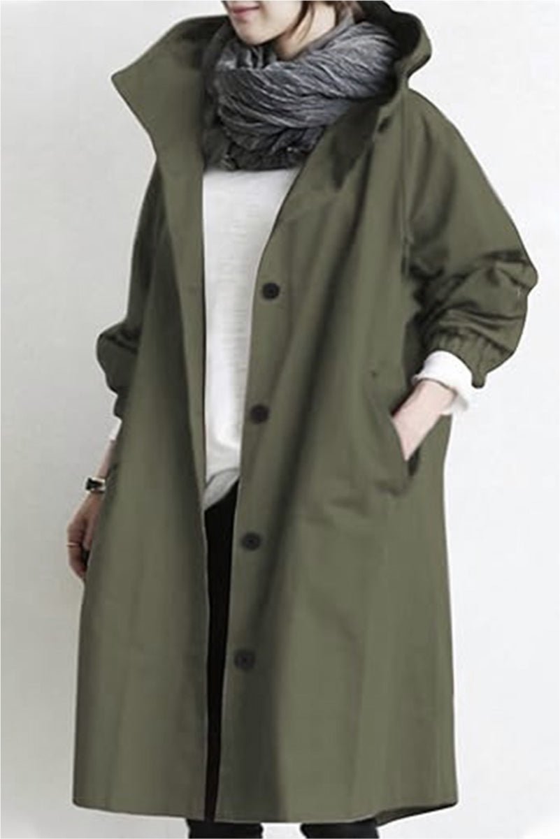 Women's Oversized Hooded Winter Coat - Army Green