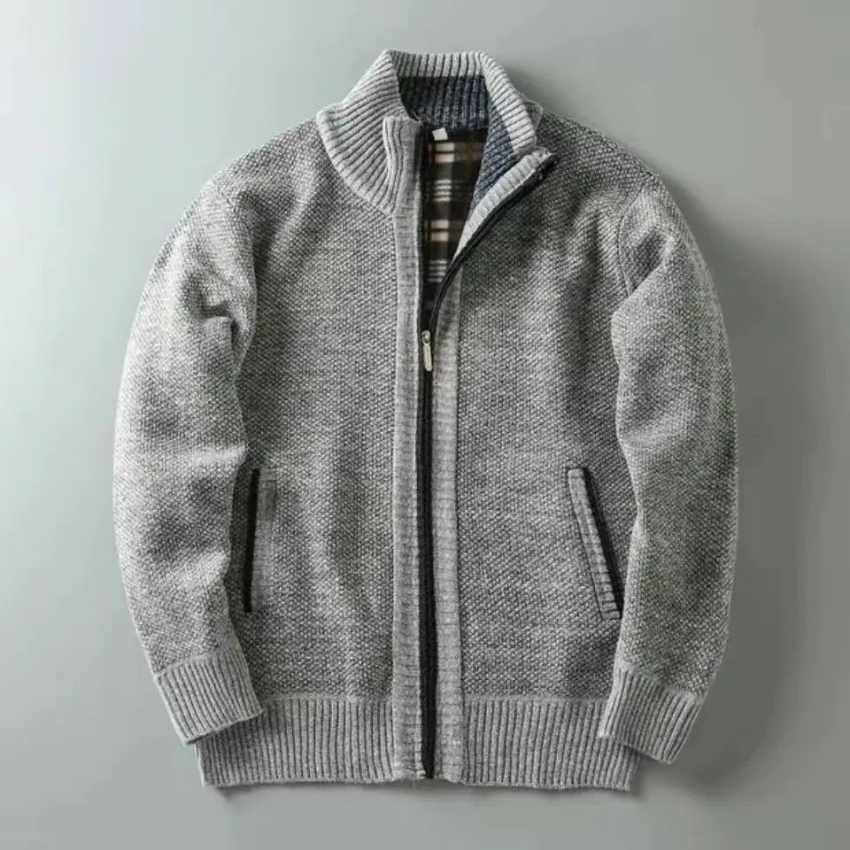 Men's Marled Wool Zip-Up Cardigan - Gray