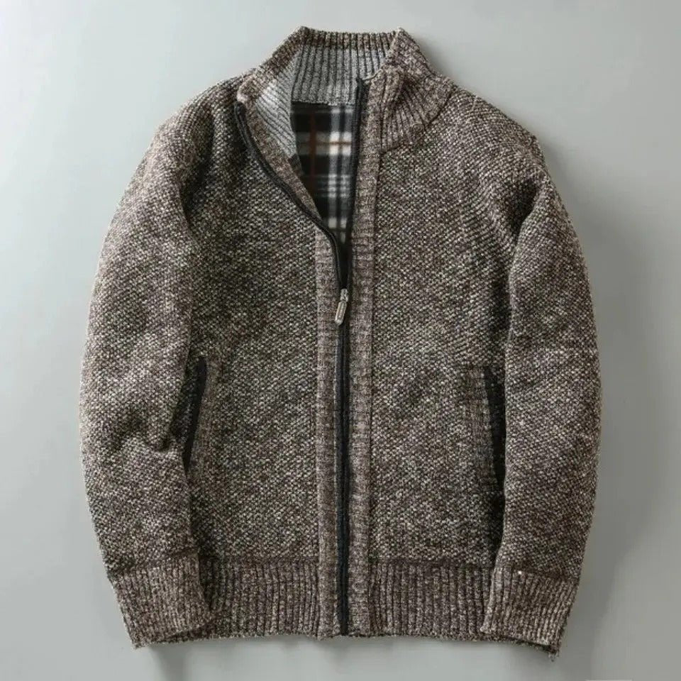 Men's Marled Wool Zip-Up Cardigan
