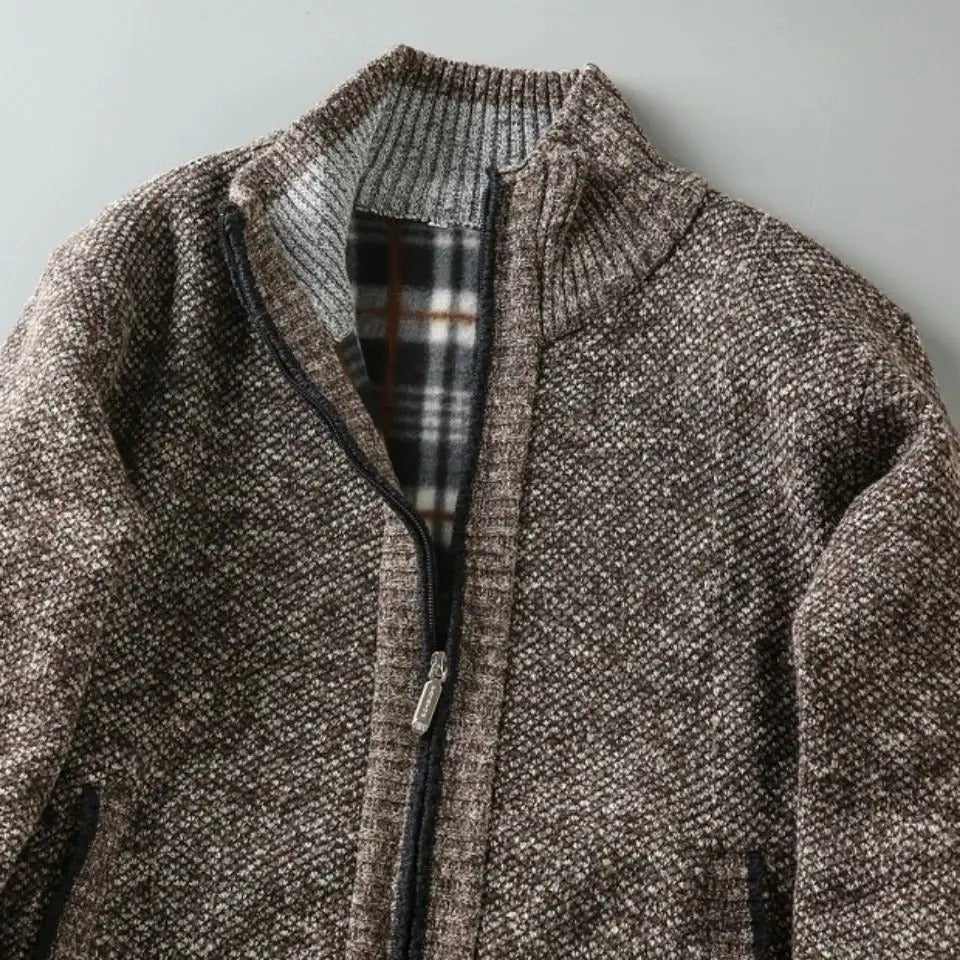 Men's Marled Wool Zip-Up Cardigan