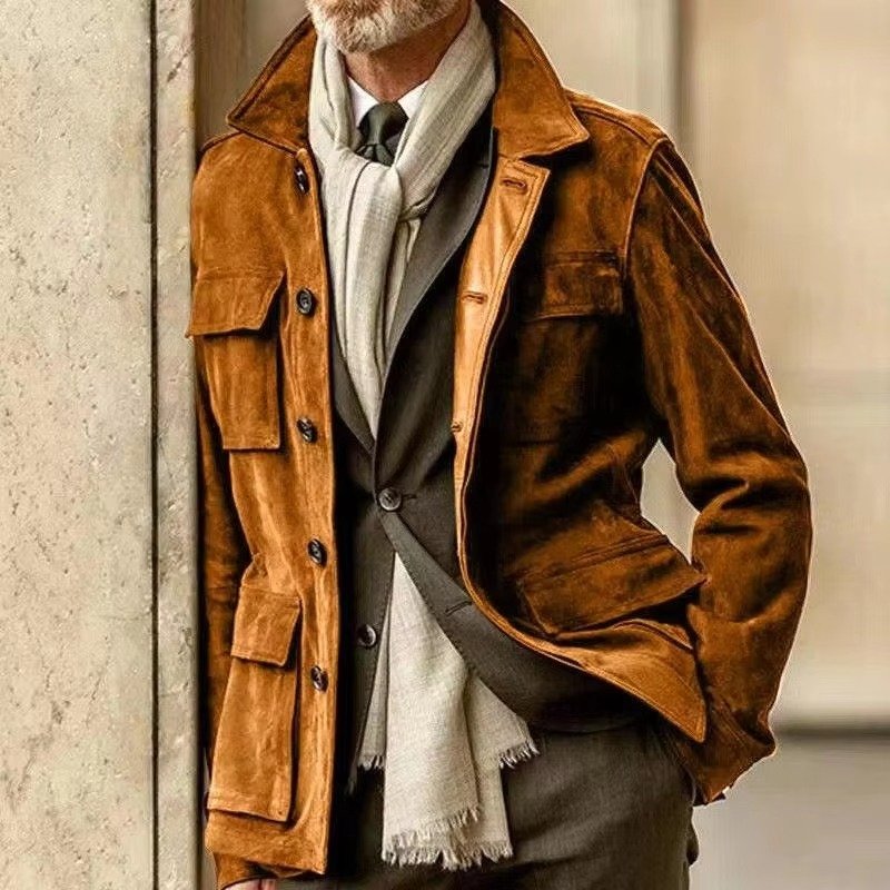 Men's Suede Field Jacket - Russet