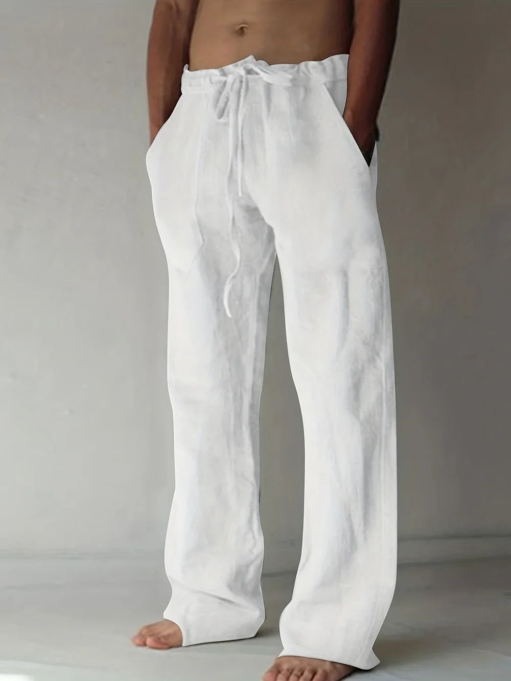Men's Wide-Leg Beach Trousers - White