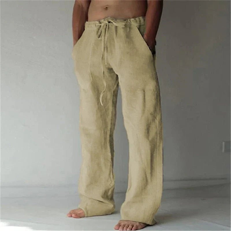 Men's Wide-Leg Beach Trousers - Khaki