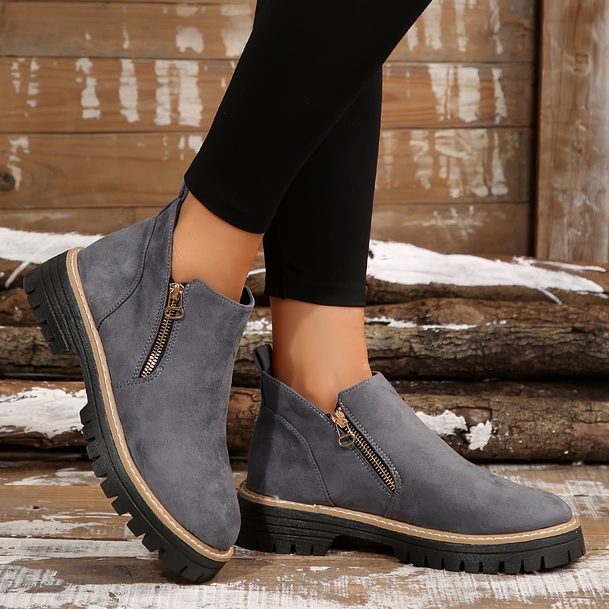 Women's Leopard Ankle Boots - Gray