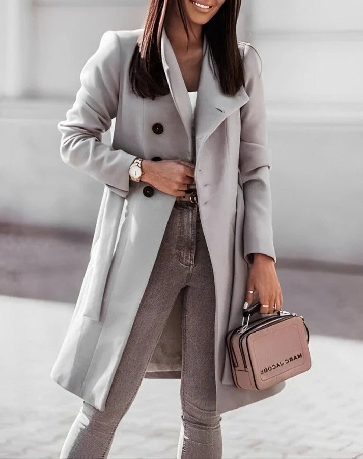 Women's Midi Wool Coat - Gray