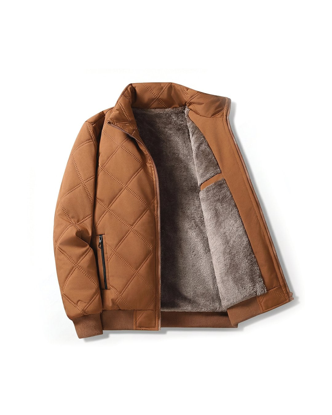 Men's Quilted Bomber Jacket - Brown