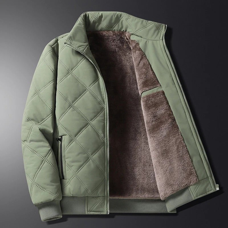 Men's Quilted Bomber Jacket - Green