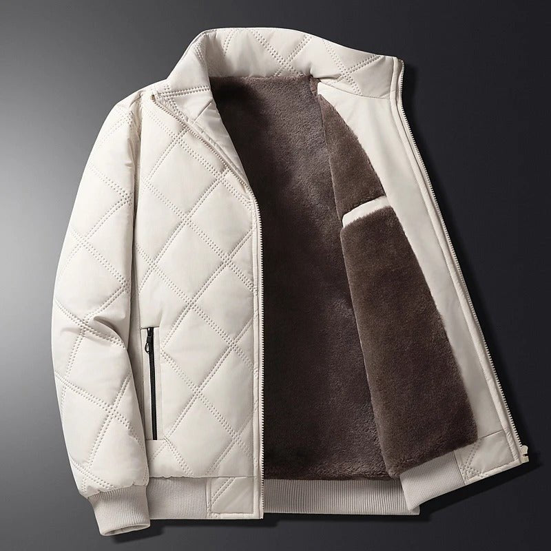 Men's Quilted Bomber Jacket - White
