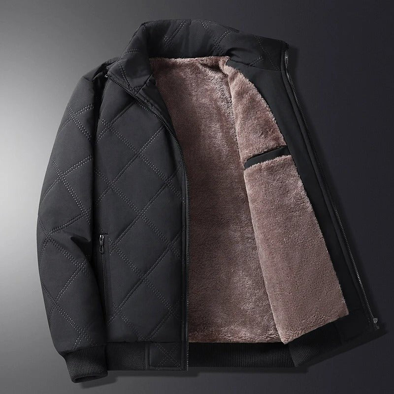 Men's Quilted Bomber Jacket - Black
