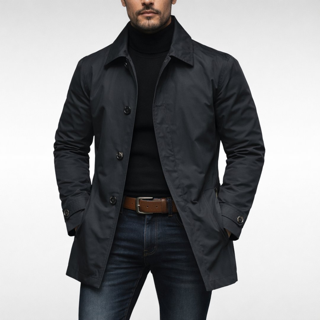 Men's Slim Mac Winter Coat - Black