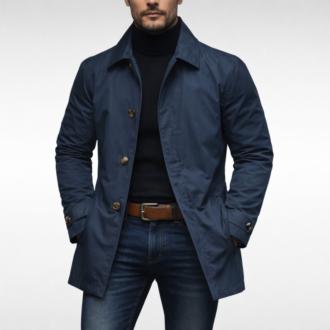 Men's Slim Mac Winter Coat - Navy Blue