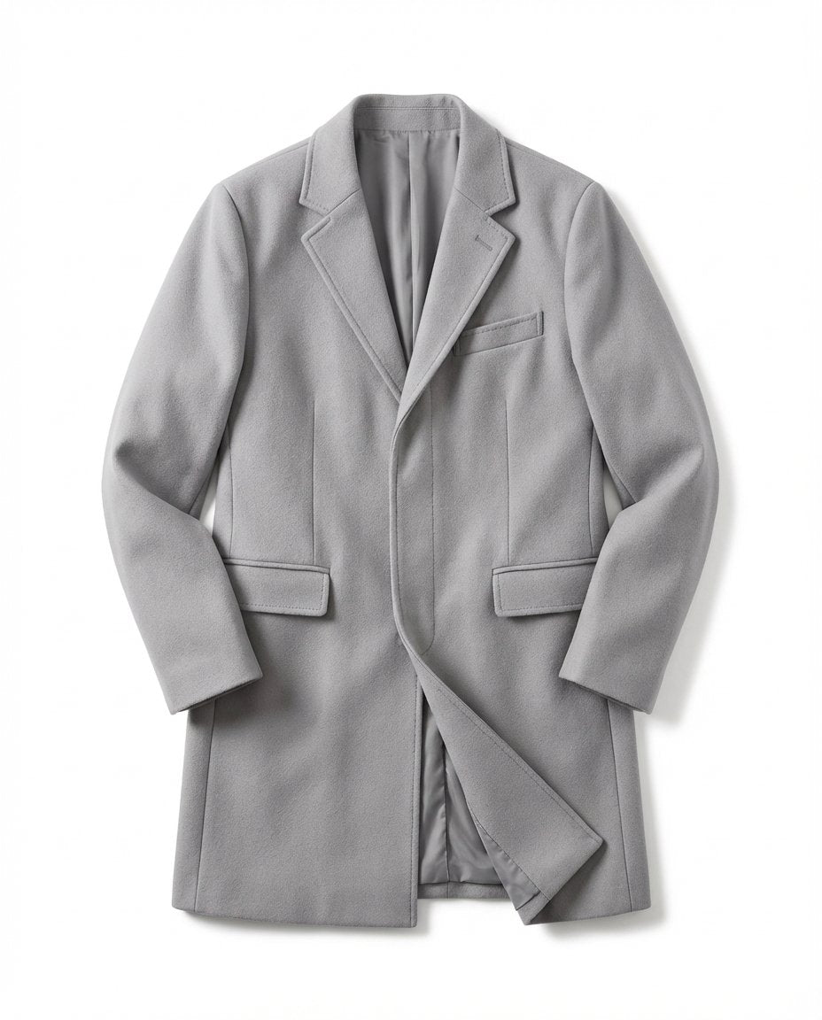 Men's Tailored Wool Blend Overcoat - Gray
