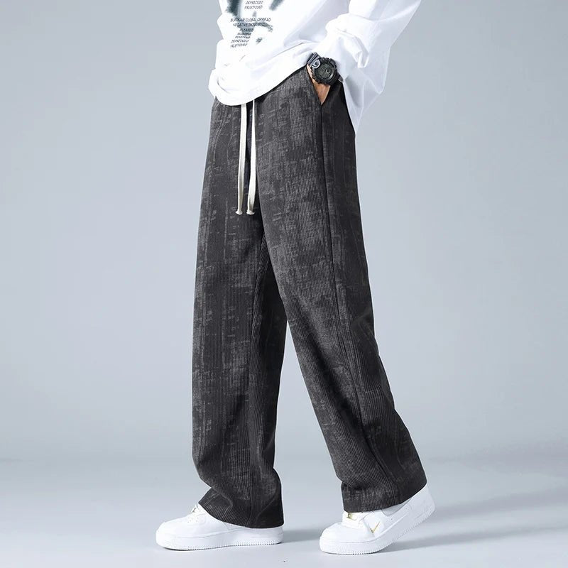 Men's Wide-Leg Corduroy Trousers - Grey