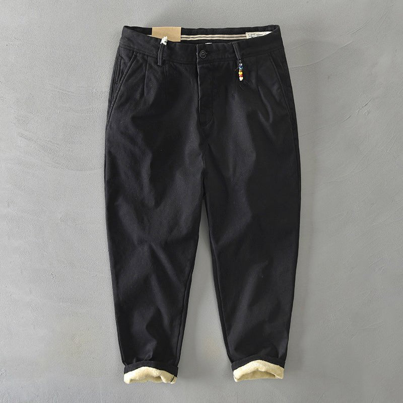 Men's Tapered Harem Chino Trousers - Black