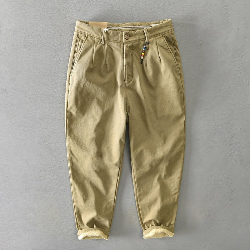 Men's Tapered Harem Chino Trousers - Khaki