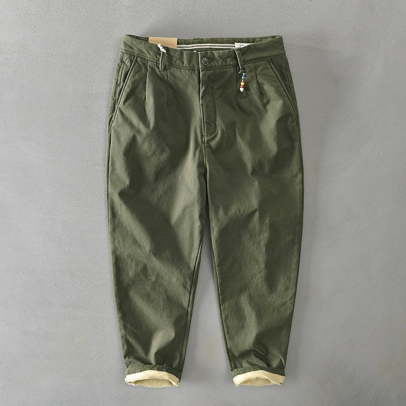 Men's Tapered Harem Chino Trousers - Green