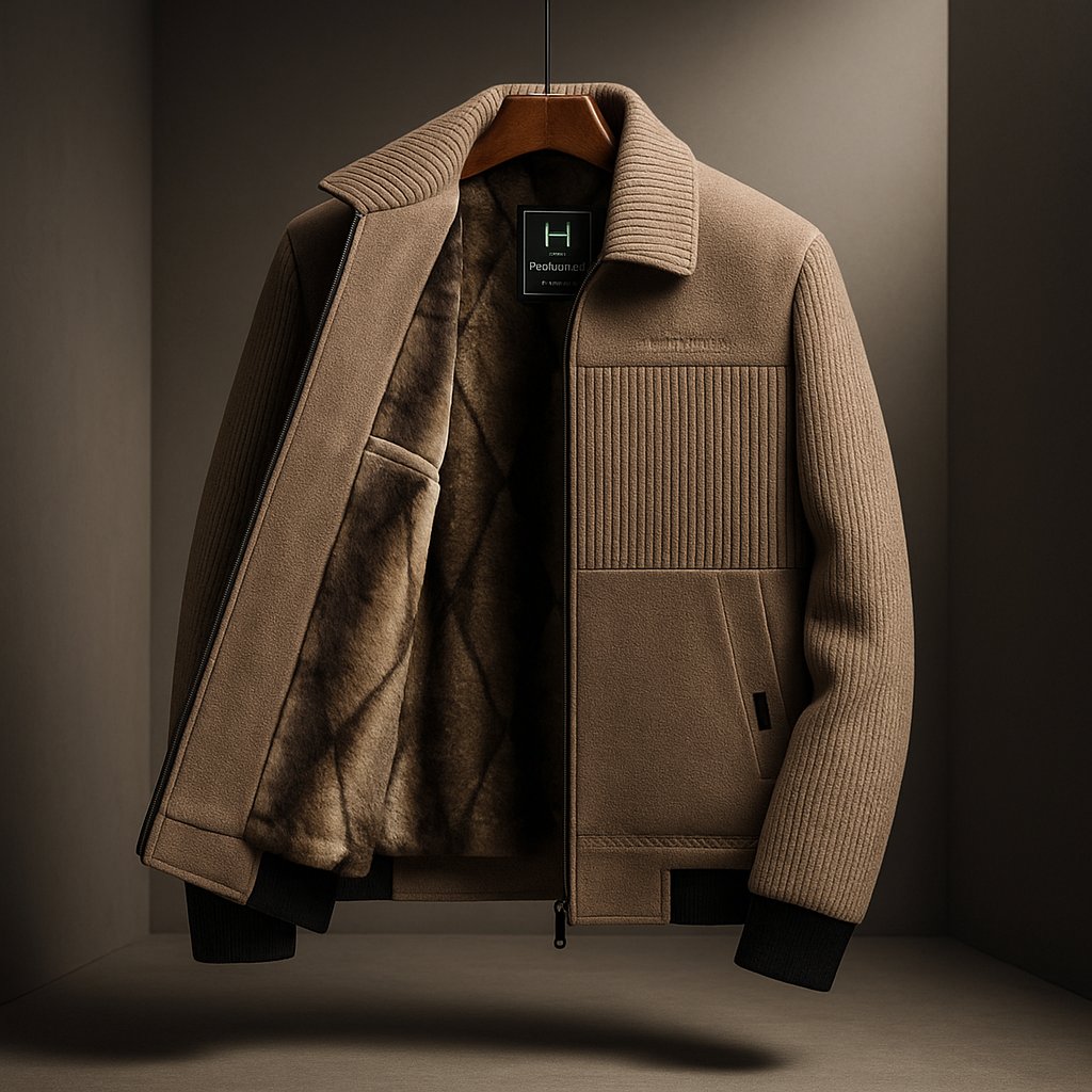 Men's Wool Bomber Jacket - Khaki
