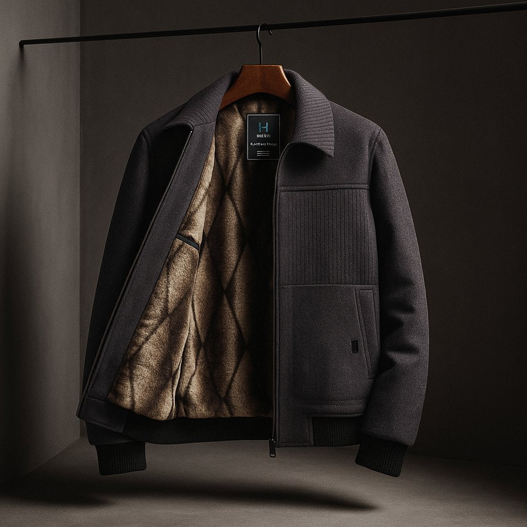 Men's Wool Bomber Jacket - Gray