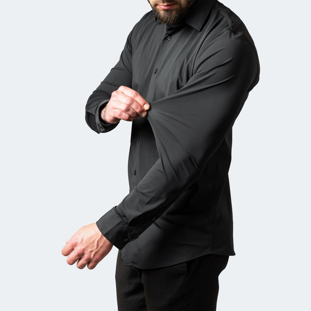 Men's Long Sleeve Slim Dress Shirt - Black