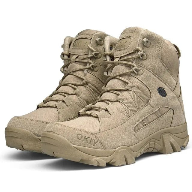Men's Suede Combat Boots - White