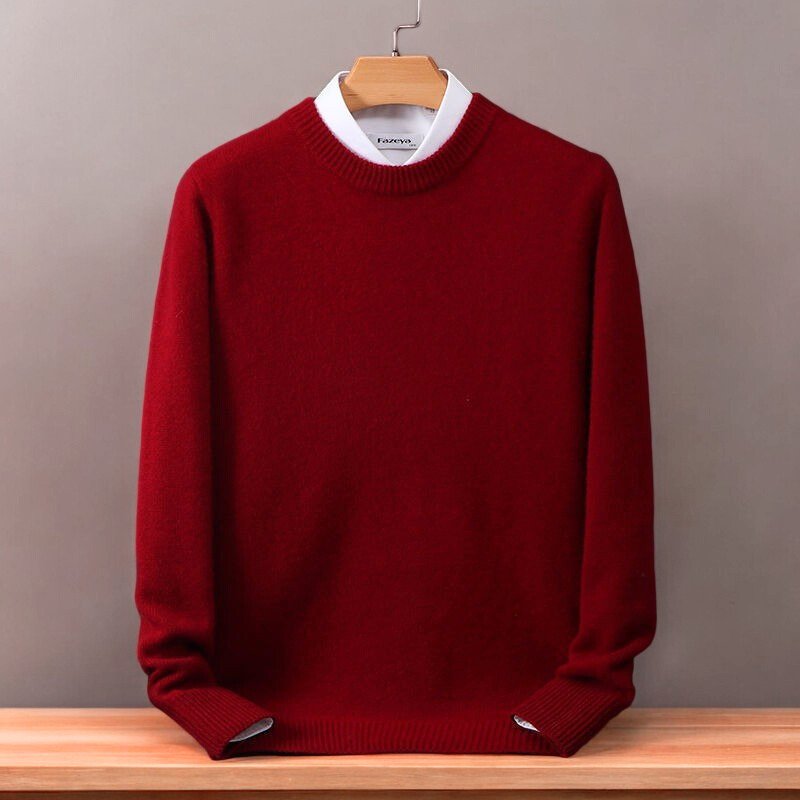 Men's Wool Crewneck Jumper - Red