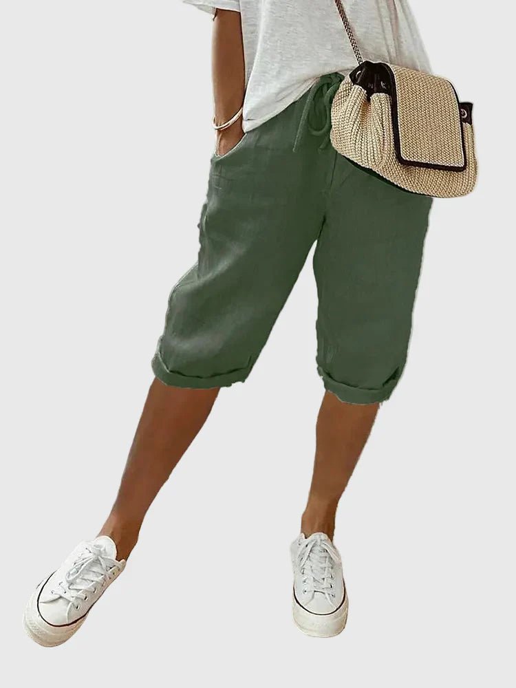 Women's Cropped Capri Trousers - Green