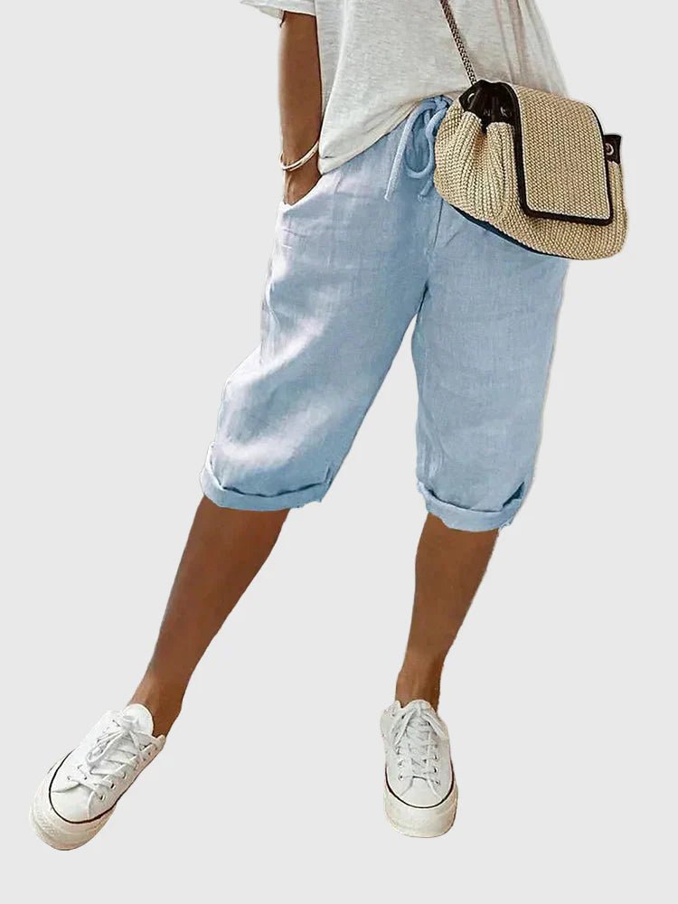 Women's Cropped Capri Trousers - Blue