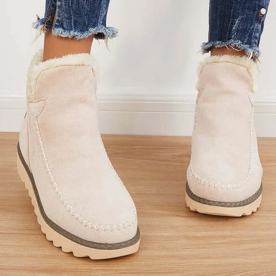 Women's Suede Ankle Boots - Beige