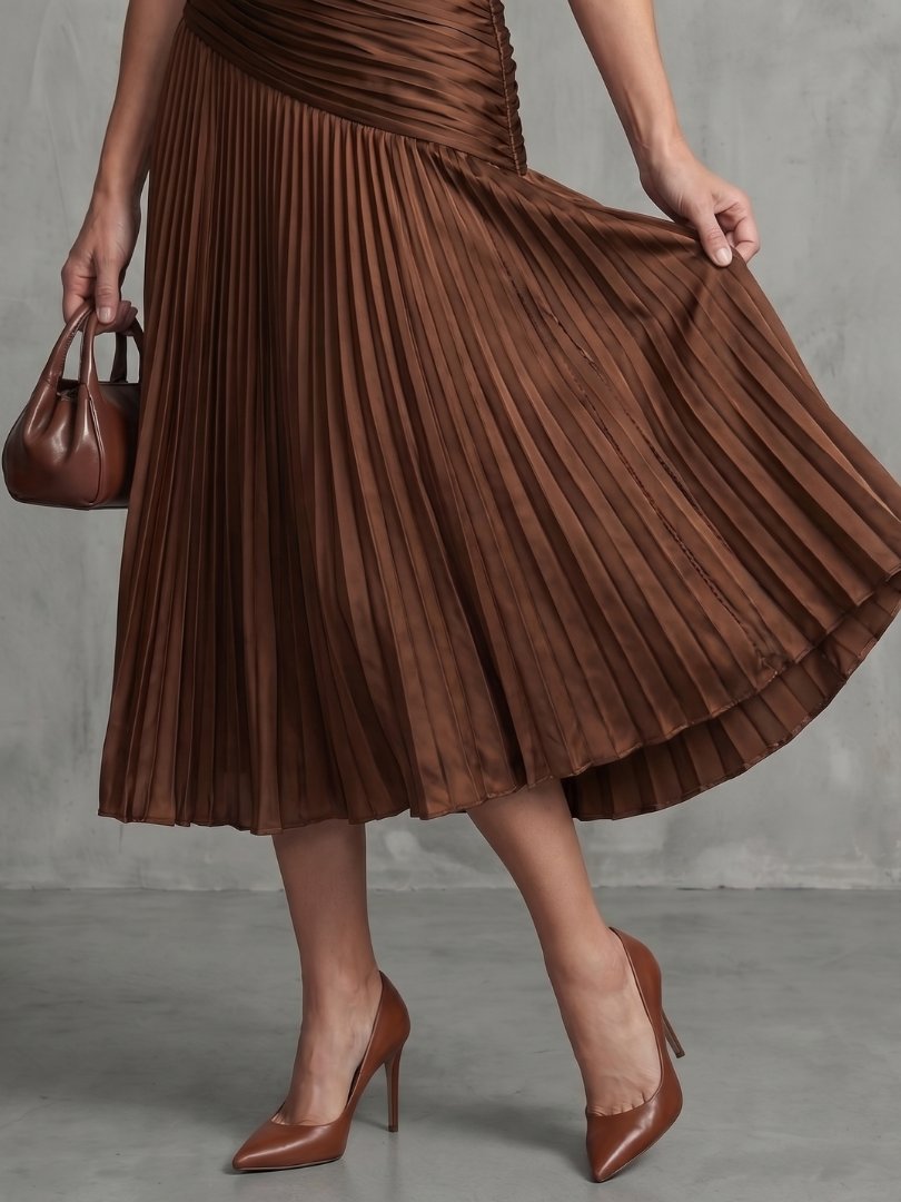 Women's Striped Satin Midi Dress
