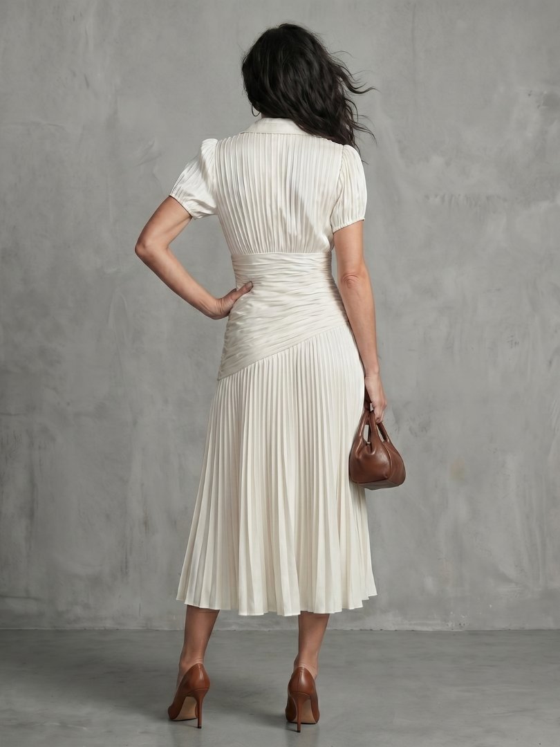 Women's Striped Satin Midi Dress