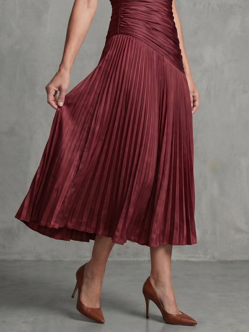 Women's Striped Satin Midi Dress