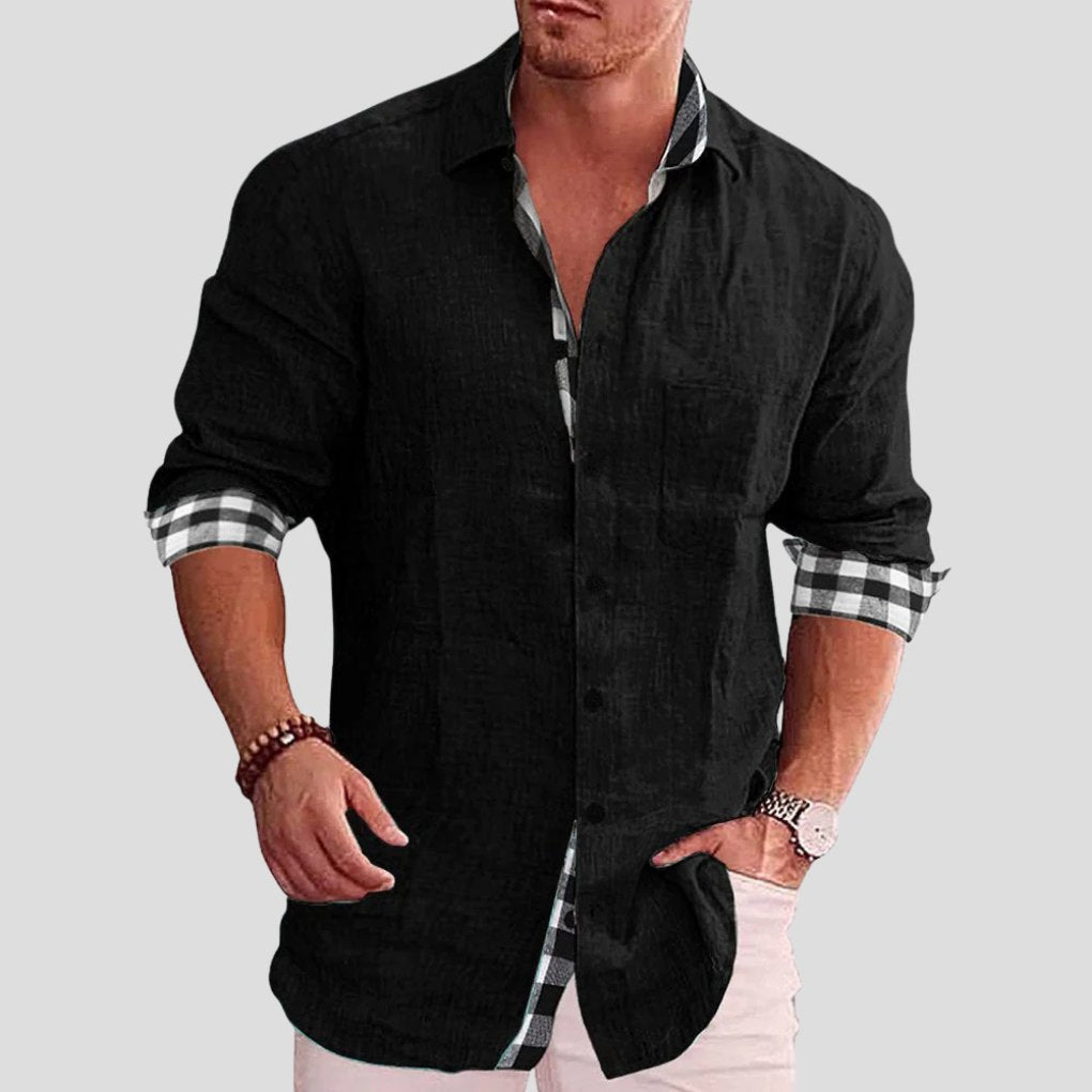 Men's Long-Sleeve Flannel Shirt - Black