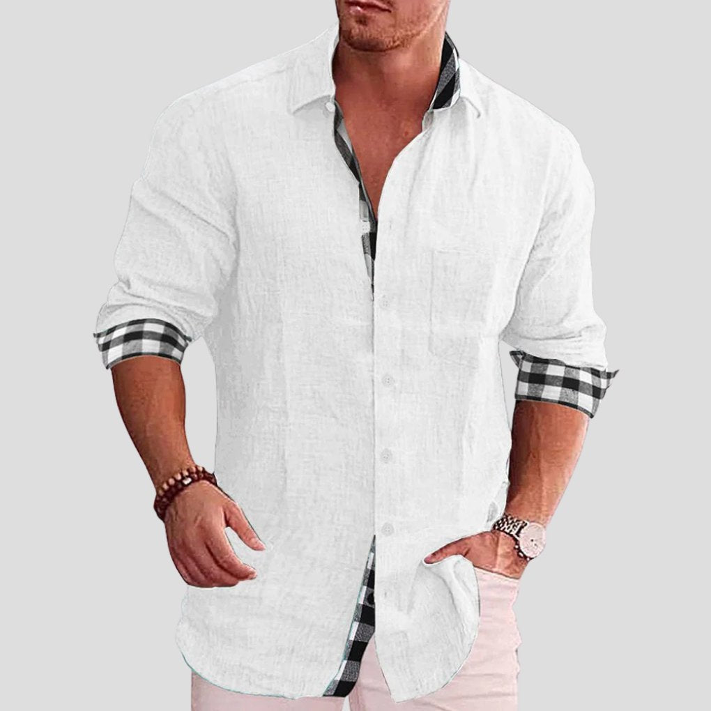 Men's Long-Sleeve Flannel Shirt - White