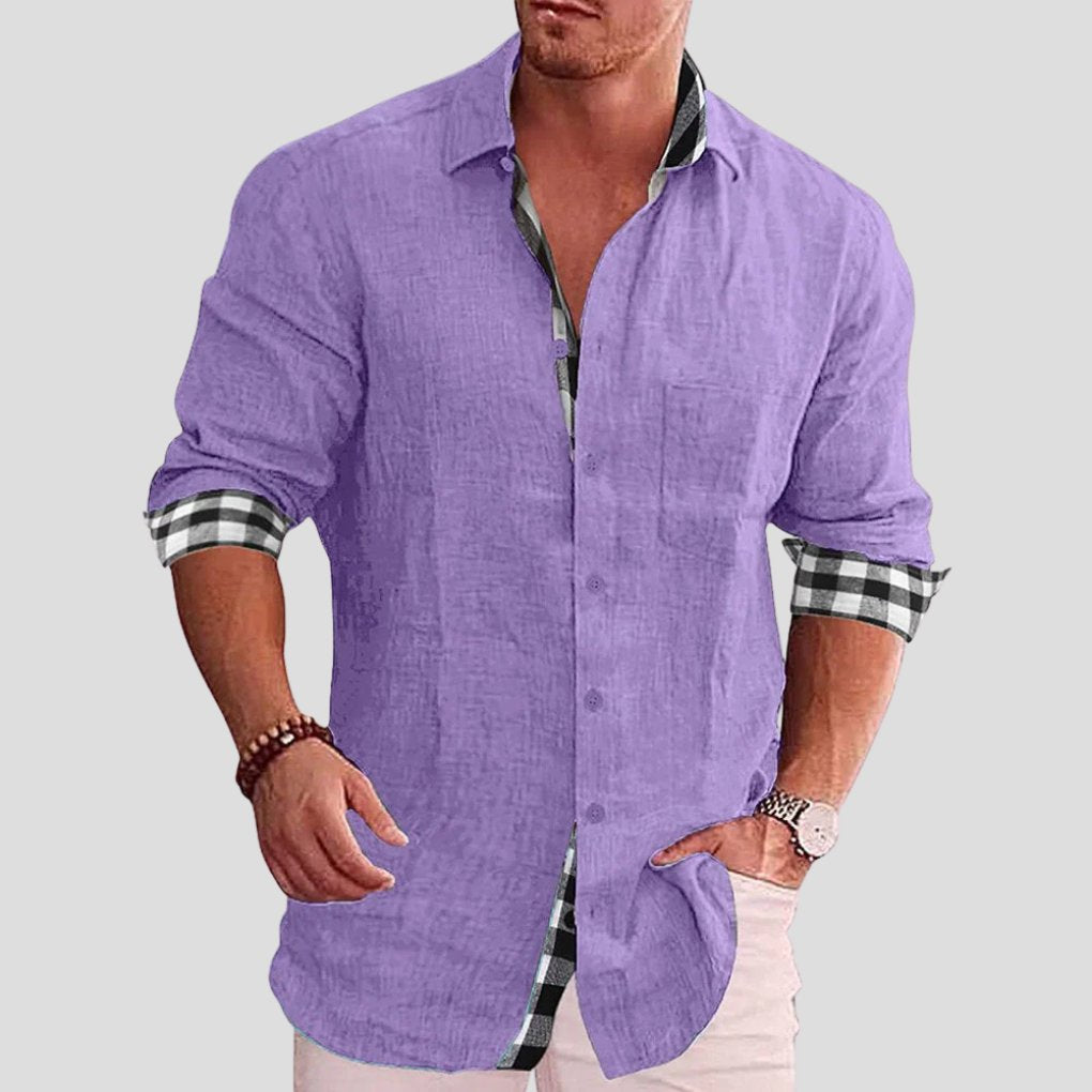 Men's Long-Sleeve Flannel Shirt - Purple
