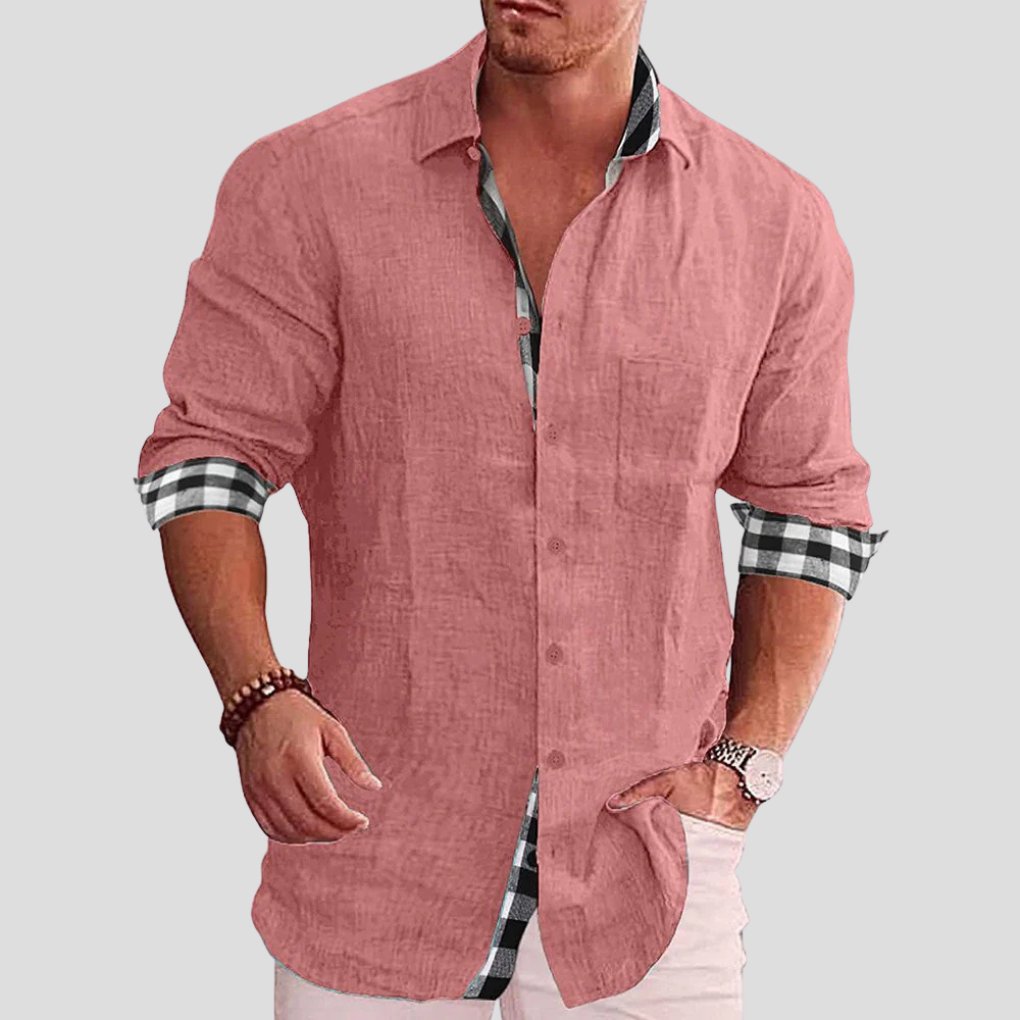 Men's Long-Sleeve Flannel Shirt - Pink
