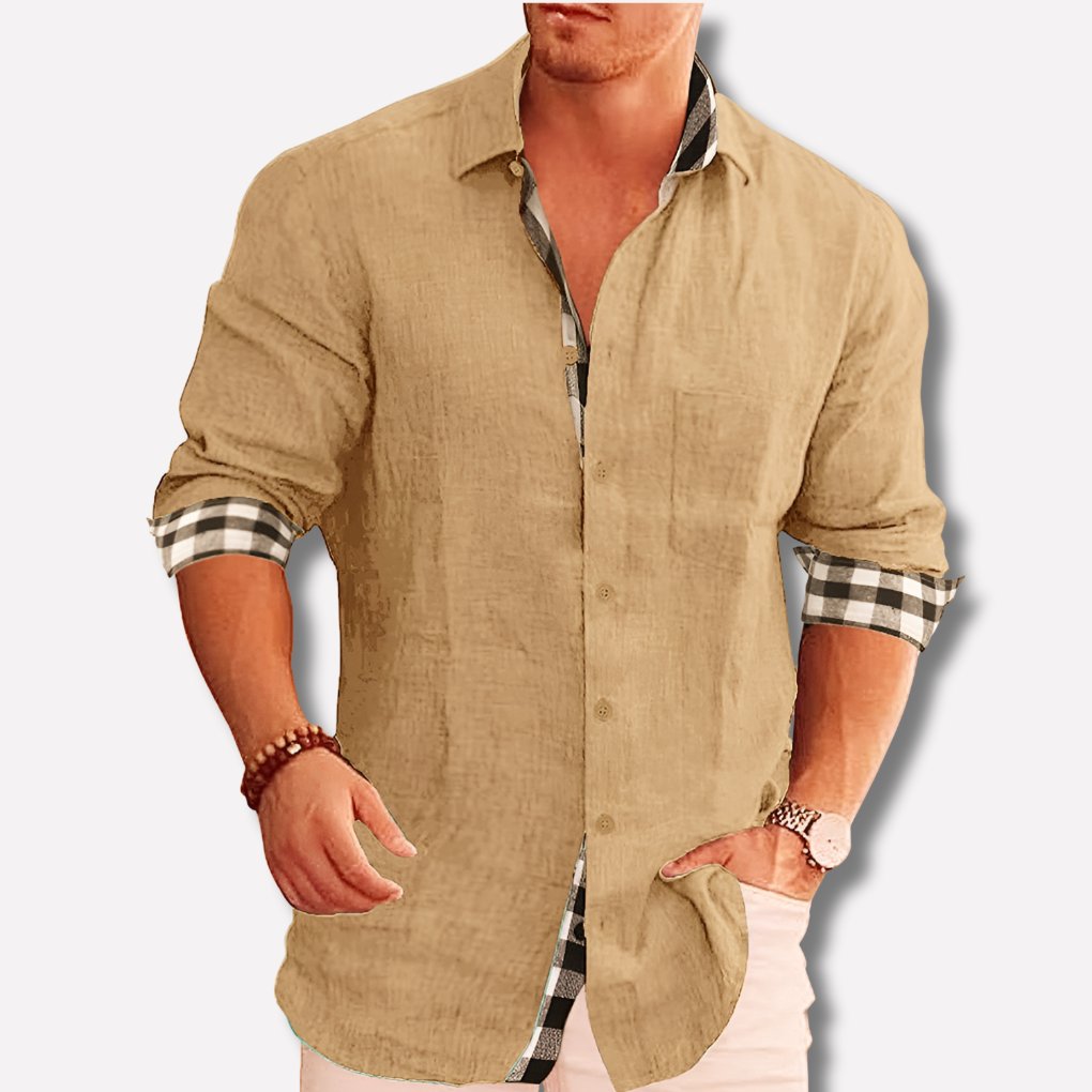 Men's Long-Sleeve Flannel Shirt - Brown