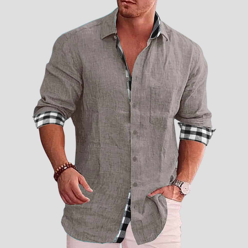 Men's Long-Sleeve Flannel Shirt - Gray